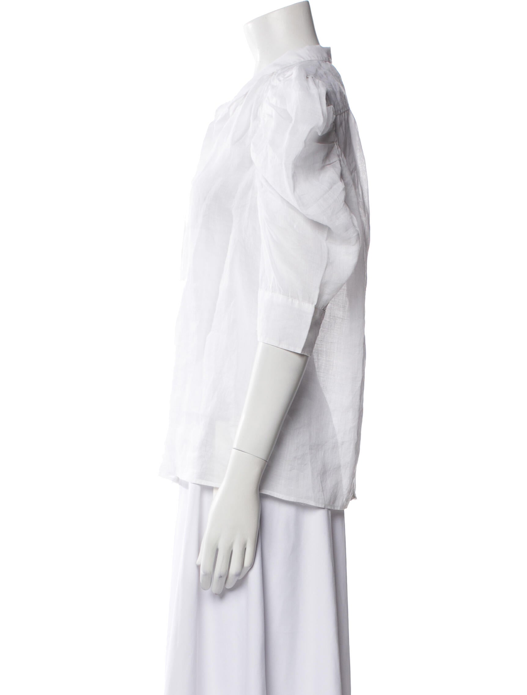 FRAME Three-Quarter Sleeve Button-Up Top