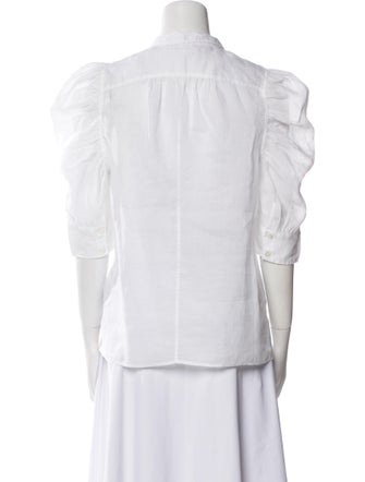 FRAME Three-Quarter Sleeve Button-Up Top