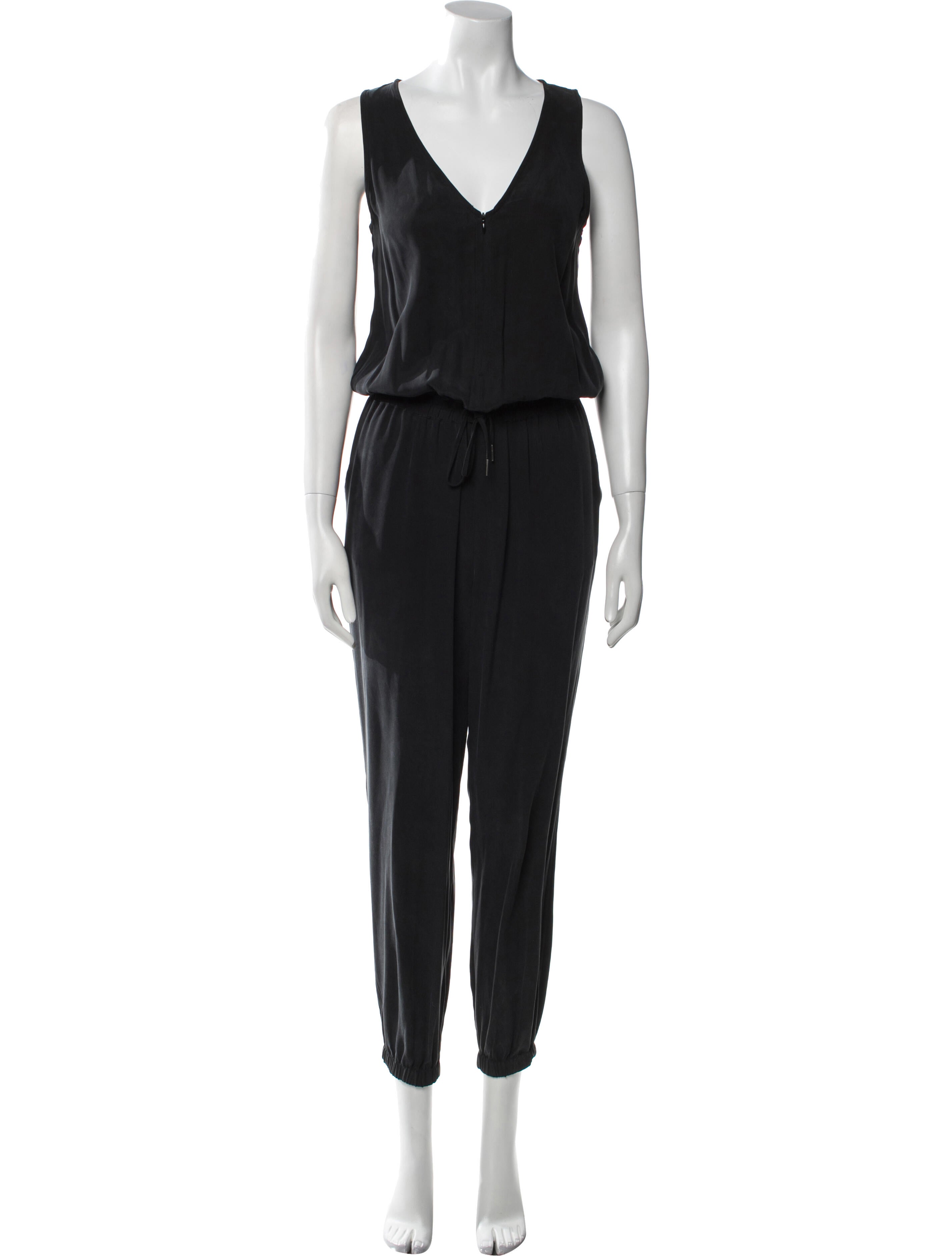 FRAME Silk V-Neck Jumpsuit