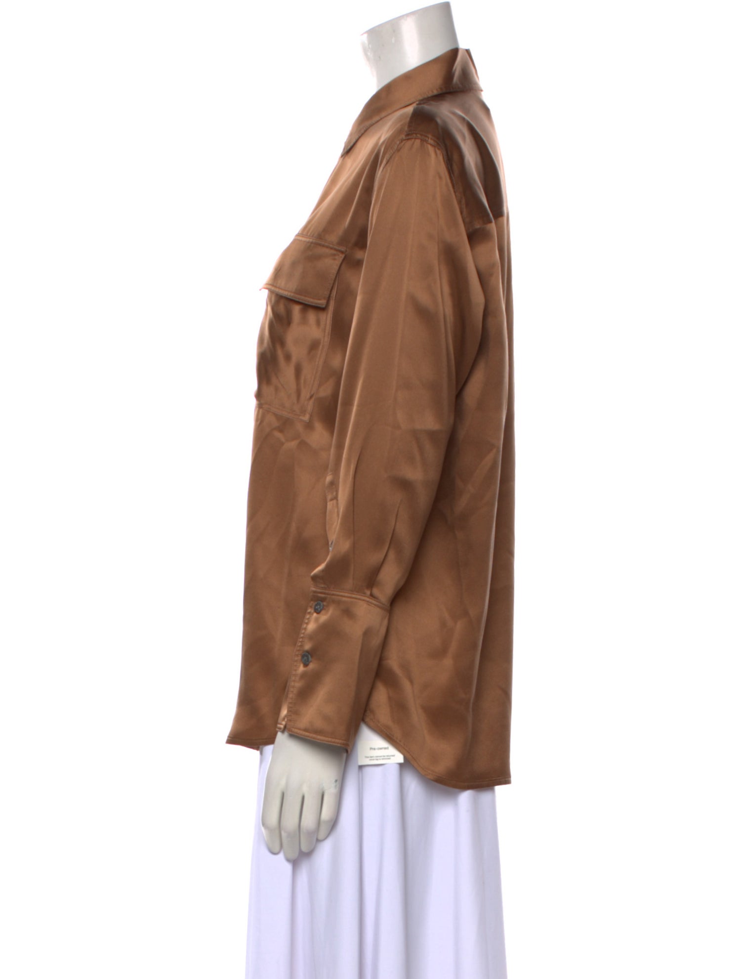 FRAME Silk Long Sleeve Button-Up Top