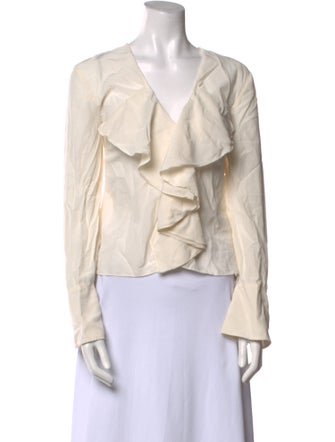 FRAME Silk V-Neck Blouse