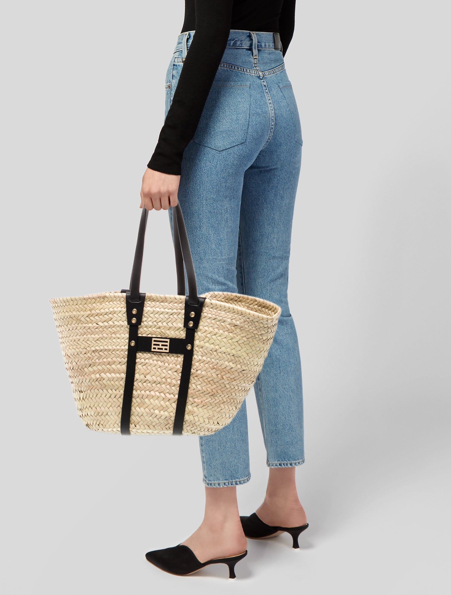 FRAME Straw Top Handle Bag