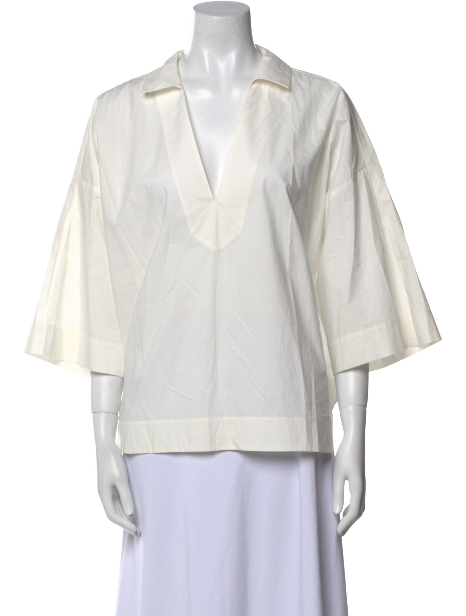 FRAME V-Neck Three-Quarter Sleeve Blouse