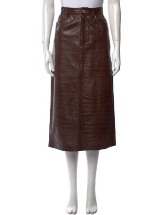 FRAME Lamb Leather Midi Length Skirt