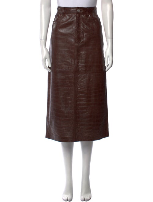 FRAME Lamb Leather Midi Length Skirt