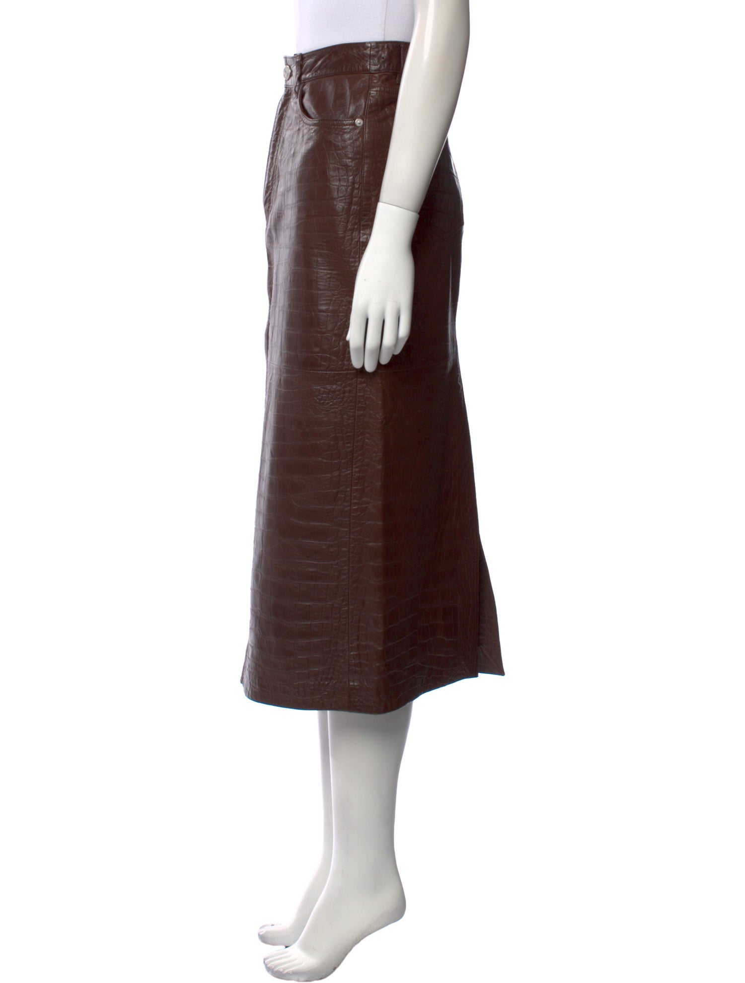 FRAME Lamb Leather Midi Length Skirt