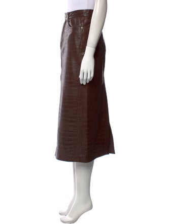 FRAME Lamb Leather Midi Length Skirt