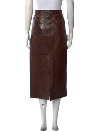 FRAME Lamb Leather Midi Length Skirt