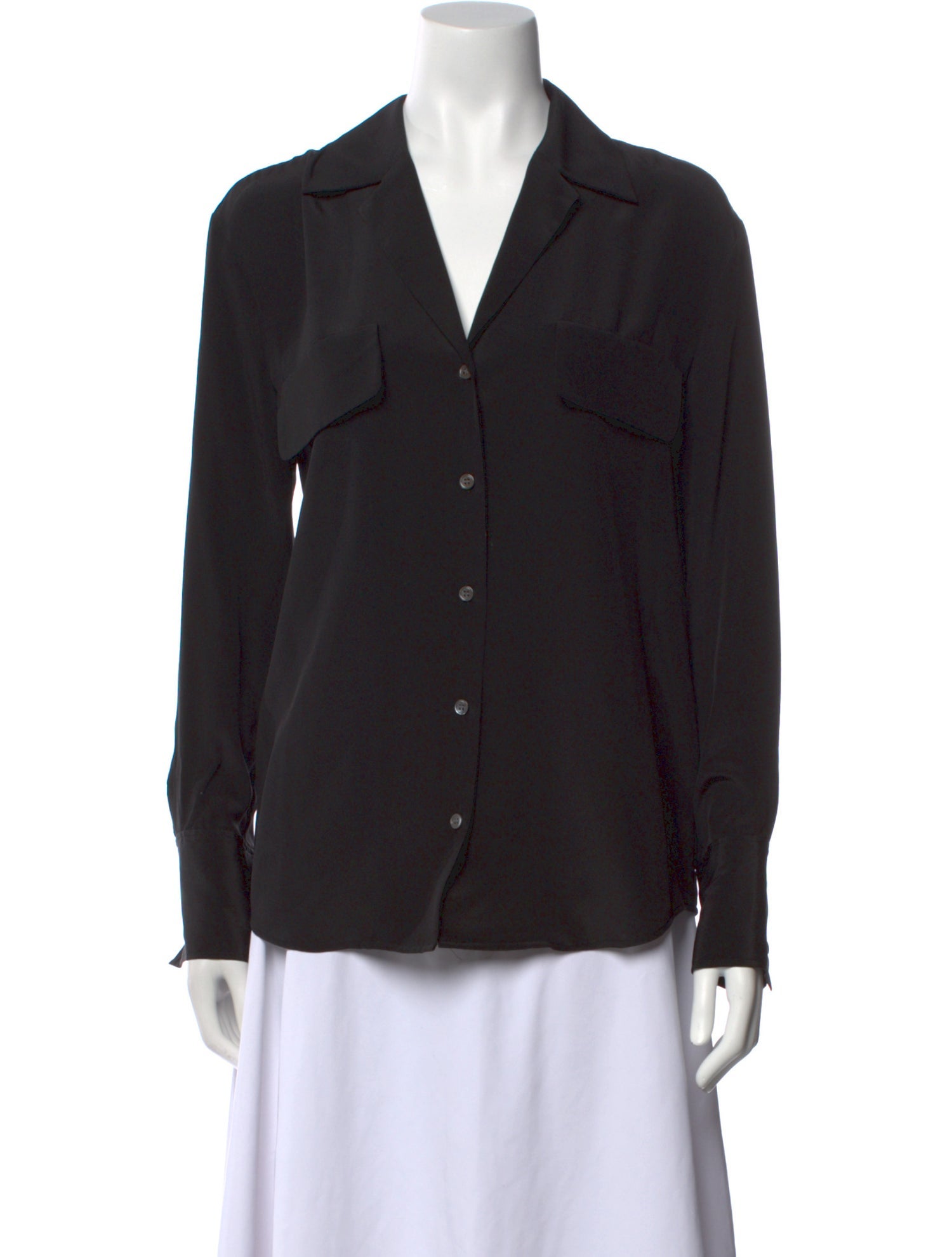 FRAME Silk Long Sleeve Button-Up Top