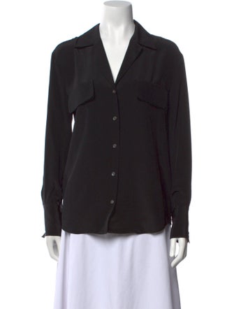FRAME Silk Long Sleeve Button-Up Top