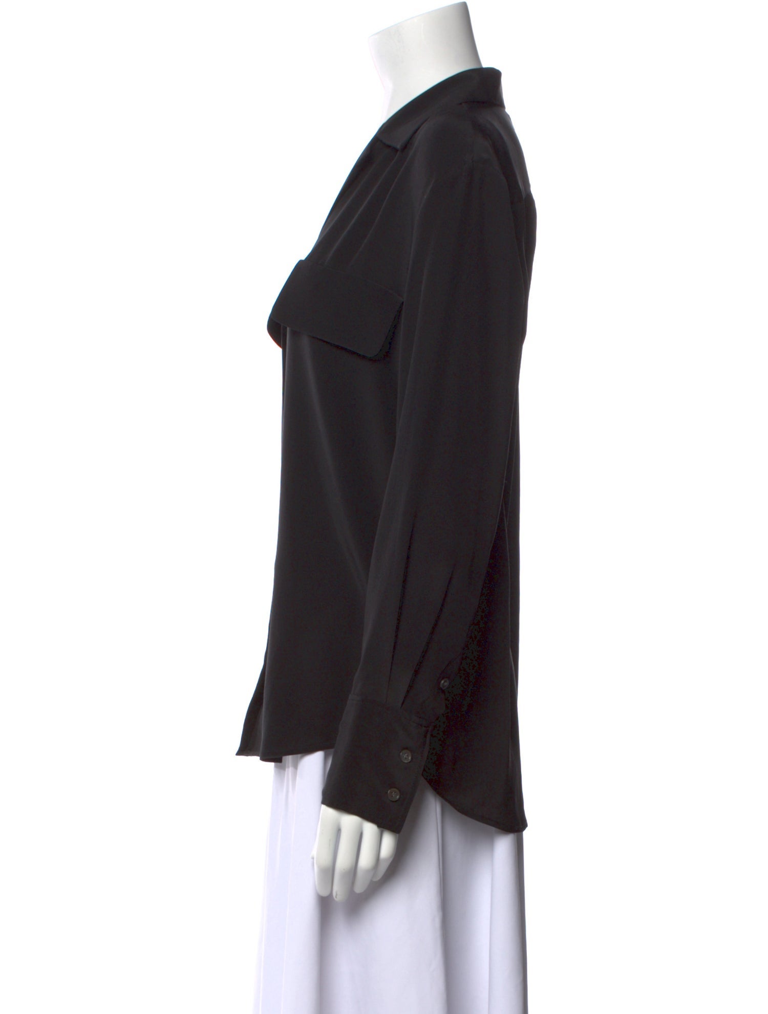 FRAME Silk Long Sleeve Button-Up Top