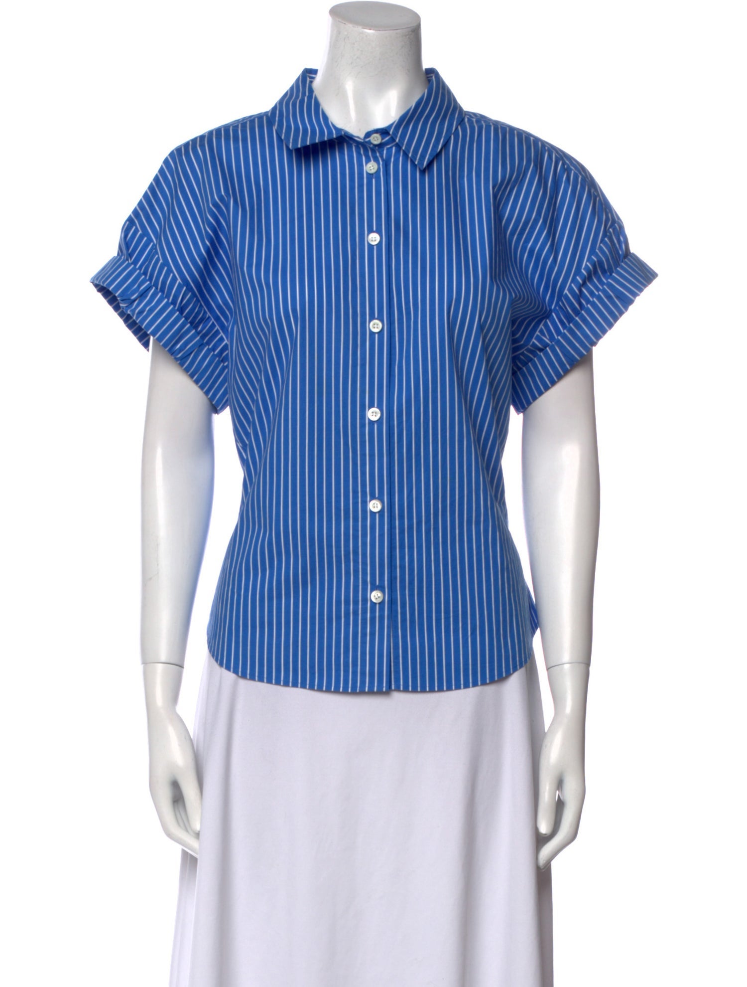 FRAME Striped Short Sleeve Button-Up Top