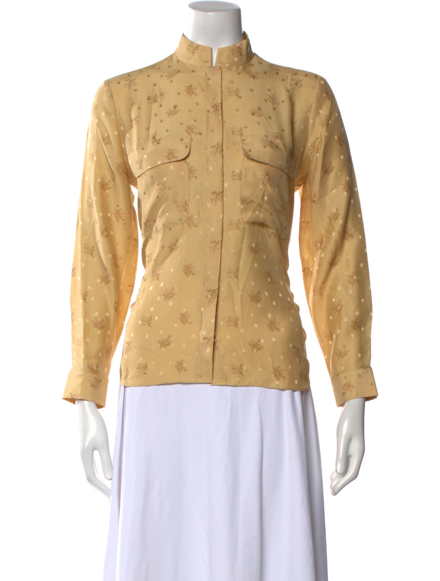 FRAME Silk Printed Button-Up Top