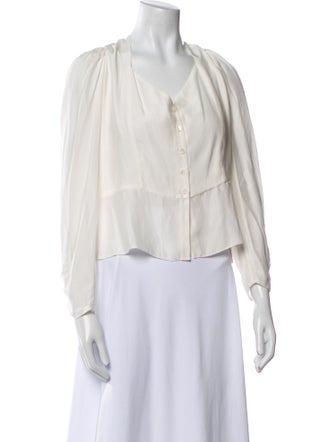 FRAME Silk V-Neck Blouse