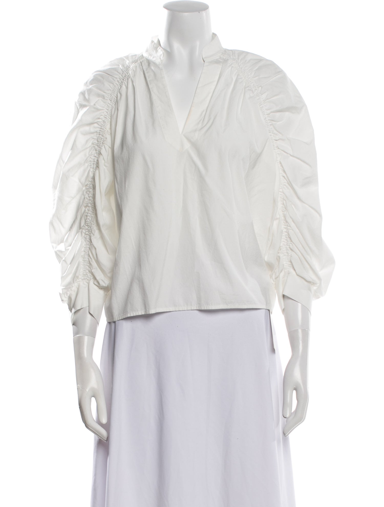 FRAME V-Neck Three-Quarter Sleeve Blouse