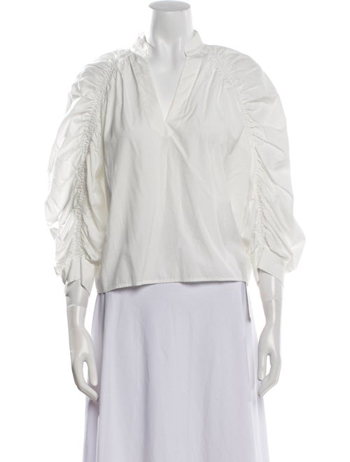 FRAME V-Neck Three-Quarter Sleeve Blouse