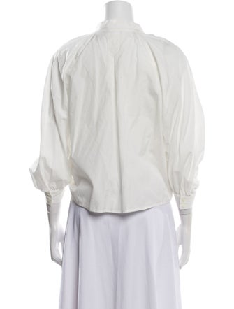 FRAME V-Neck Three-Quarter Sleeve Blouse