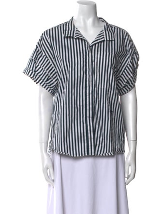 FRAME Striped Short Sleeve Button-Up Top