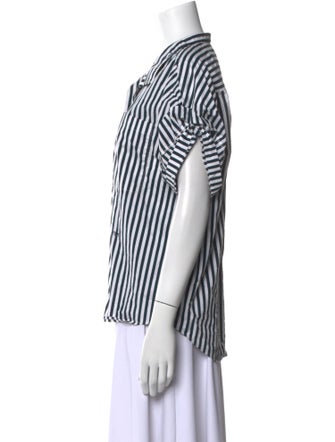 FRAME Striped Short Sleeve Button-Up Top