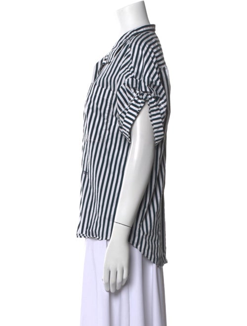 FRAME Striped Short Sleeve Button-Up Top