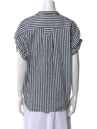 FRAME Striped Short Sleeve Button-Up Top
