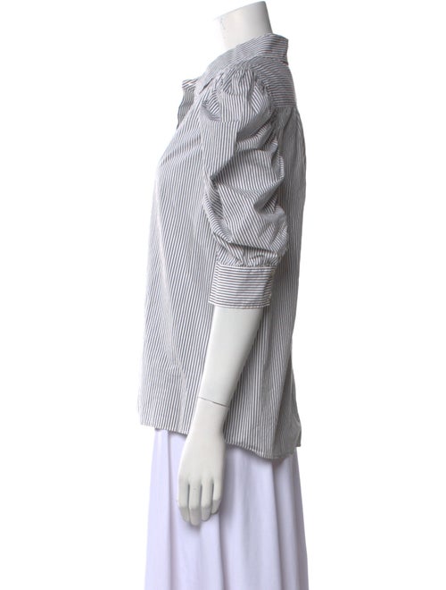 FRAME Striped Three-Quarter Sleeve Button-Up Top