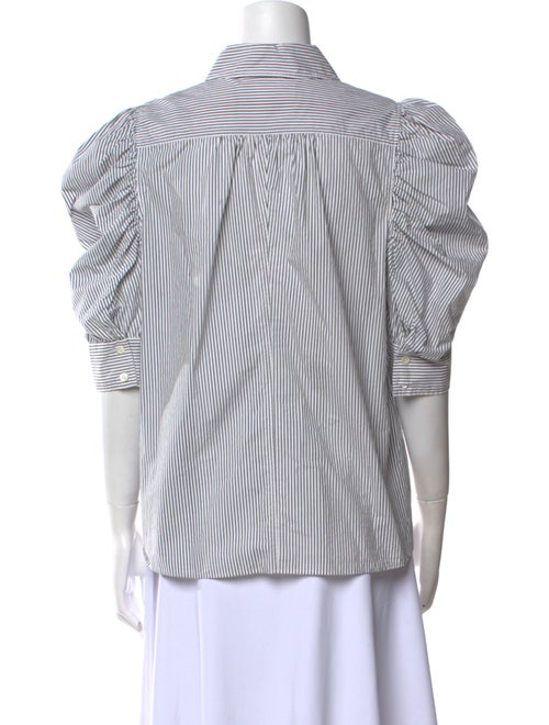 FRAME Striped Three-Quarter Sleeve Button-Up Top