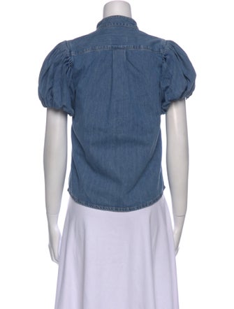 FRAME Mock Neck Short Sleeve Button-Up Top