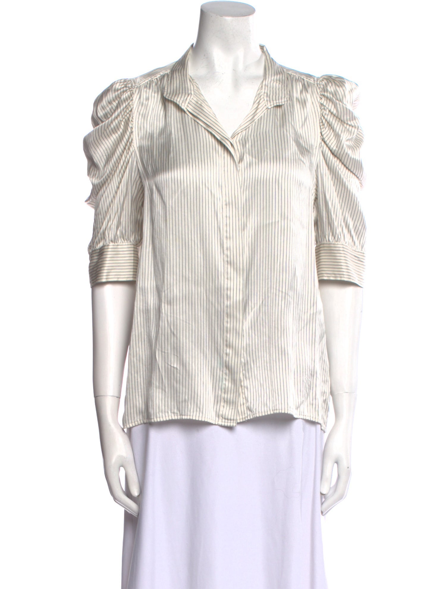 FRAME Silk Striped Button-Up Top