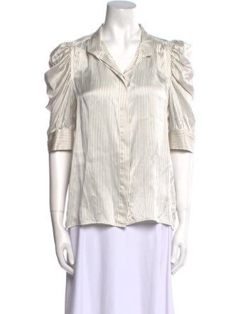 FRAME Silk Striped Button-Up Top