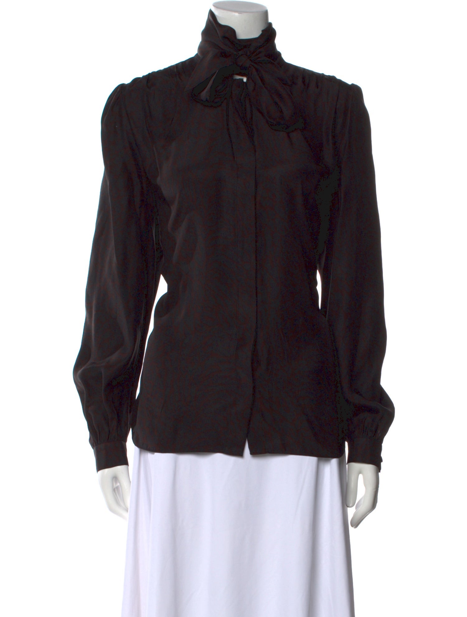 FRAME Silk Mock Neck Button-Up Top