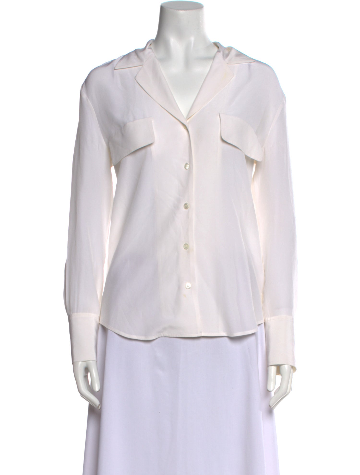 FRAME Silk Long Sleeve Button-Up Top