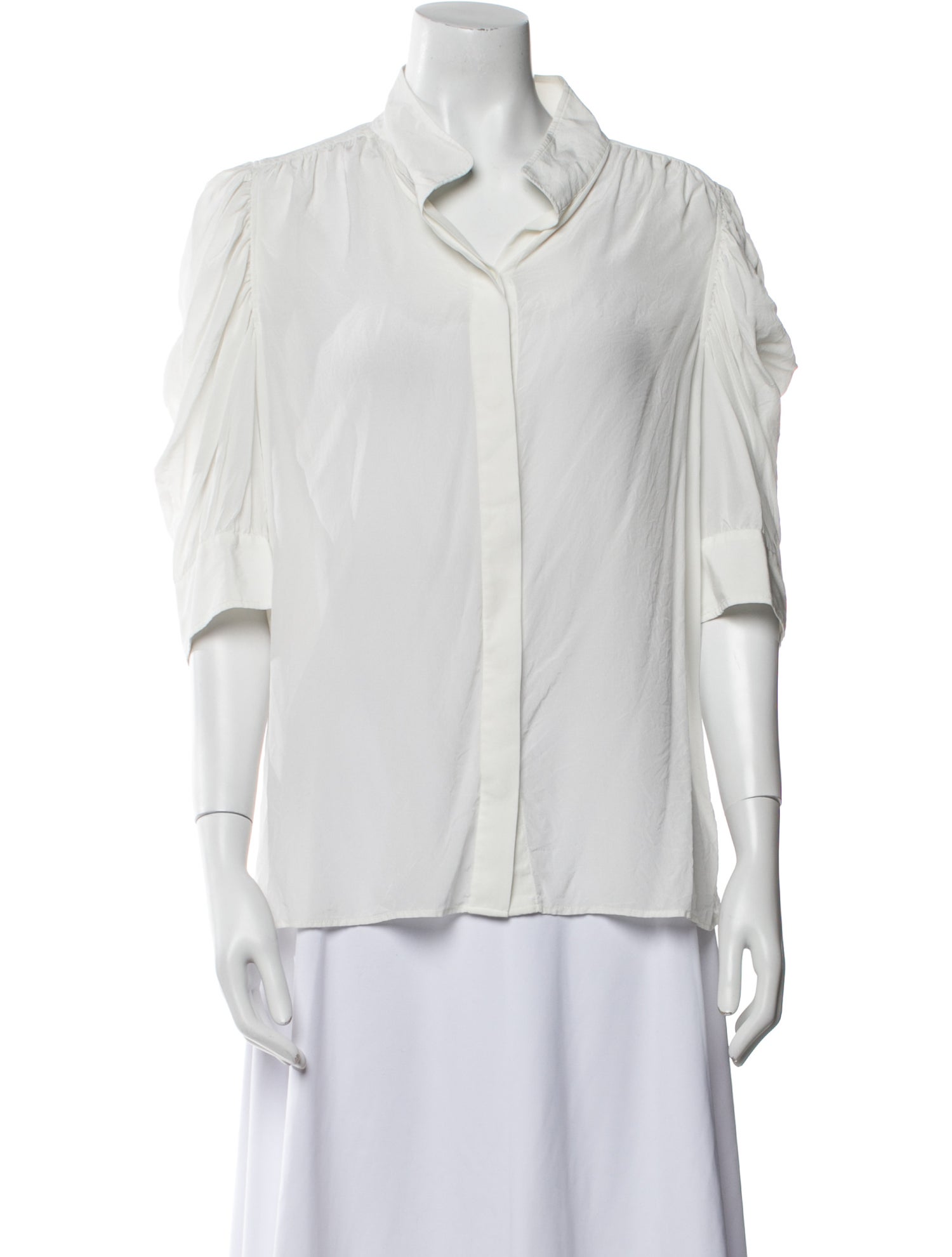 FRAME V-Neck Three-Quarter Sleeve Button-Up Top