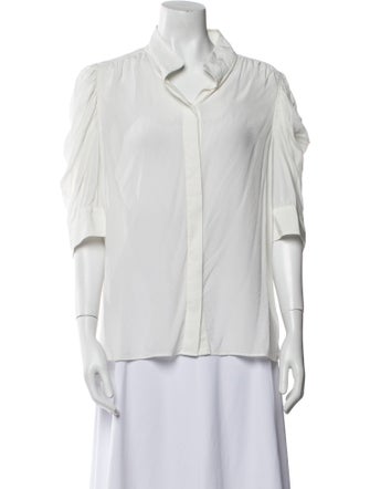 FRAME V-Neck Three-Quarter Sleeve Button-Up Top