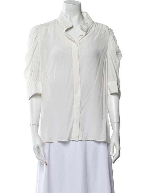 FRAME V-Neck Three-Quarter Sleeve Button-Up Top