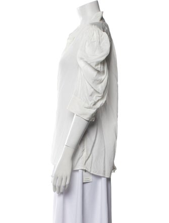 FRAME V-Neck Three-Quarter Sleeve Button-Up Top