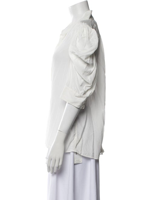 FRAME V-Neck Three-Quarter Sleeve Button-Up Top