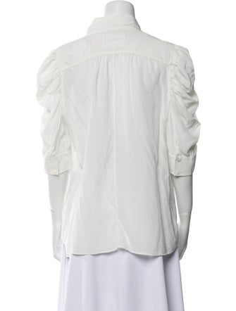 FRAME V-Neck Three-Quarter Sleeve Button-Up Top