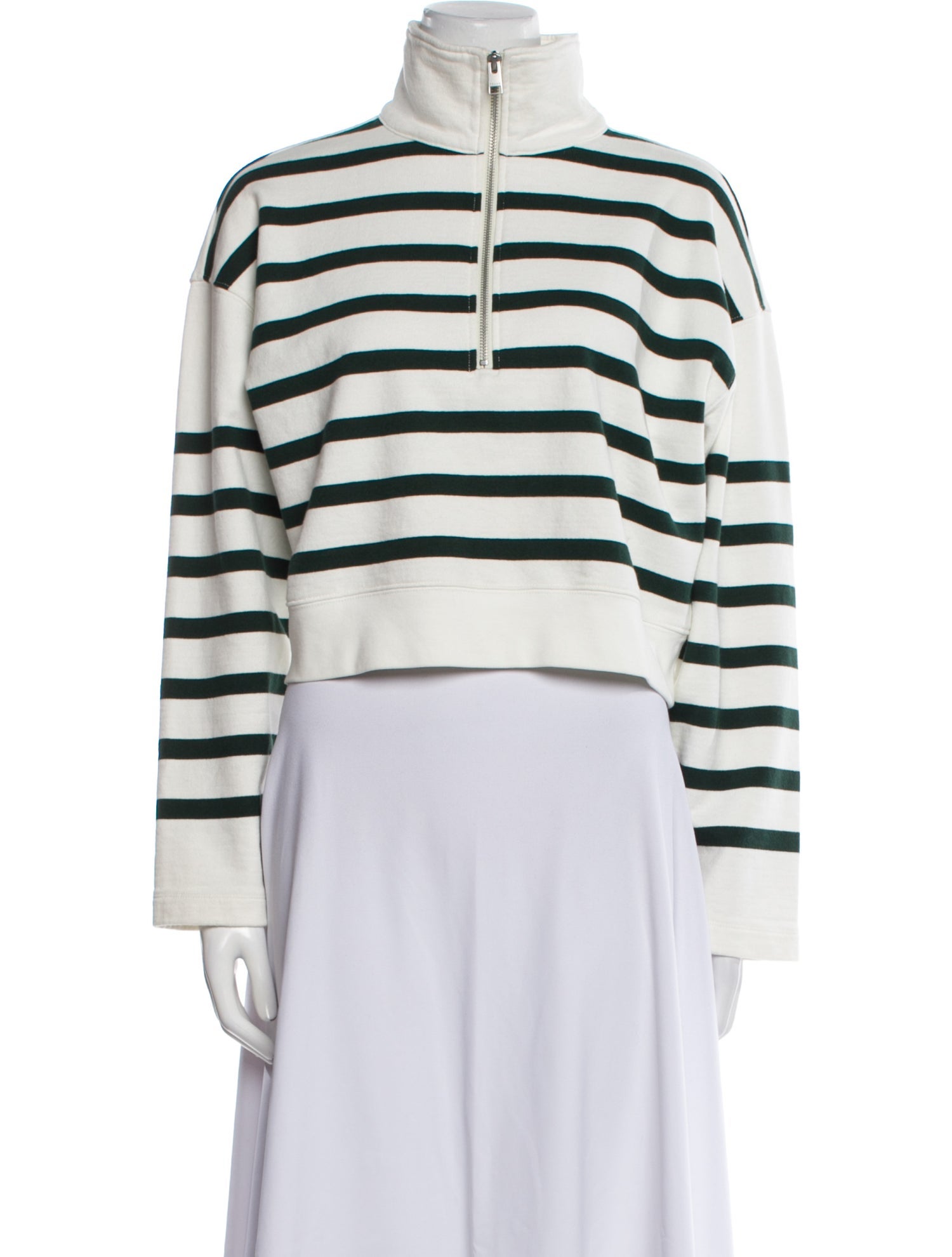 FRAME Striped Mock Neck Sweatshirt