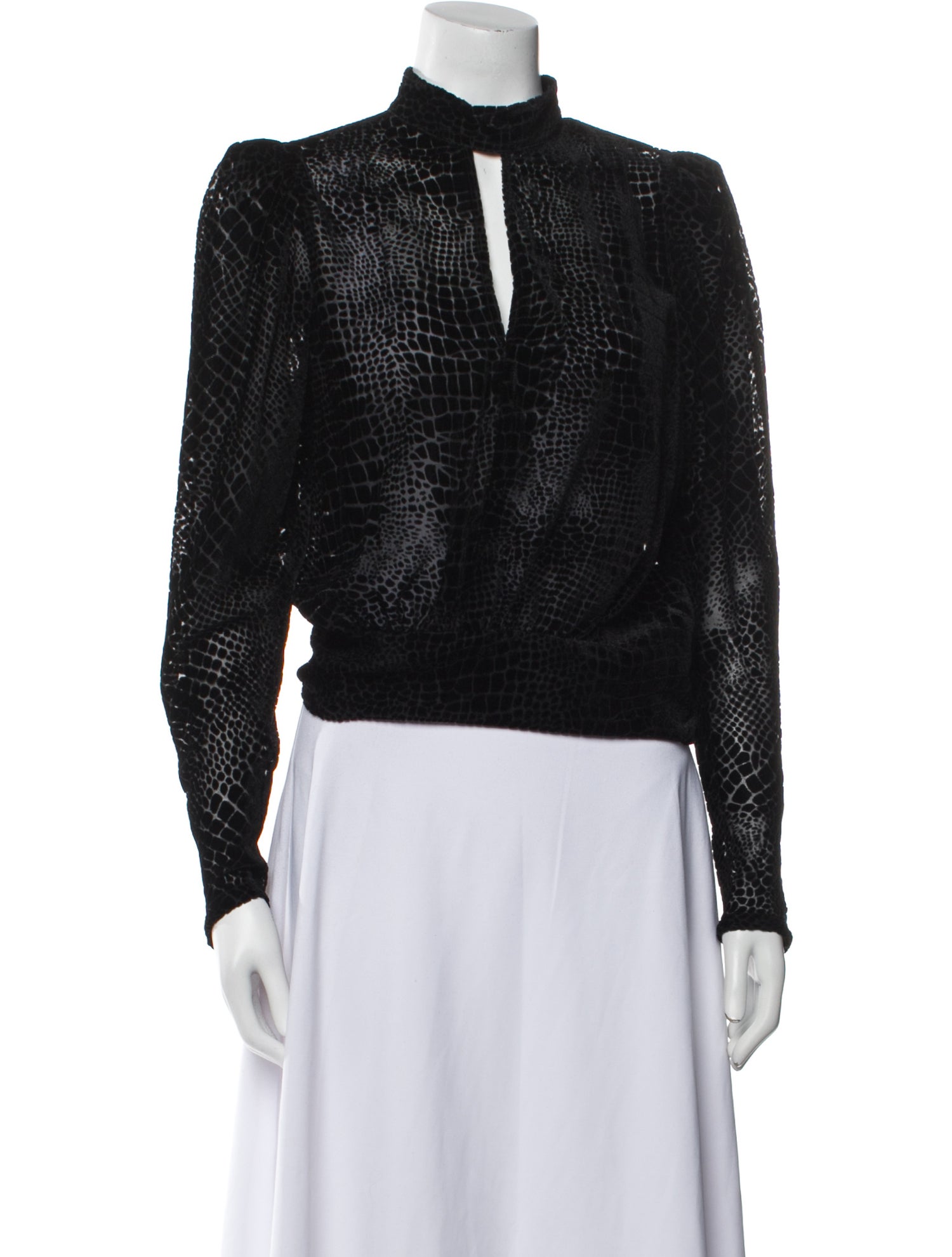 FRAME Animal Print Mock Neck Crop Top