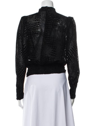 FRAME Animal Print Mock Neck Crop Top