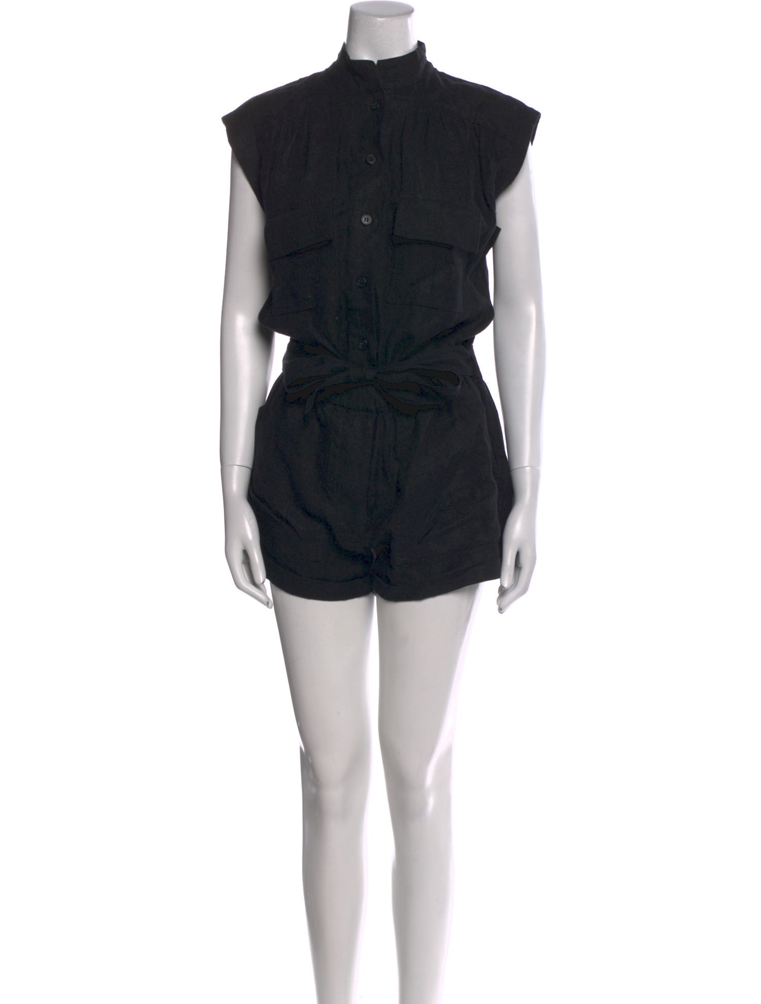 FRAME Linen Mock Neck Romper