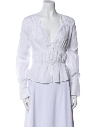 FRAME V-Neck Long Sleeve Blouse