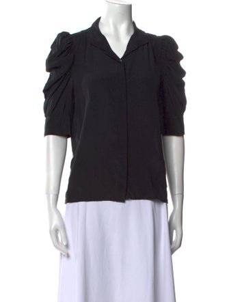 FRAME Silk V-Neck Button-Up Top