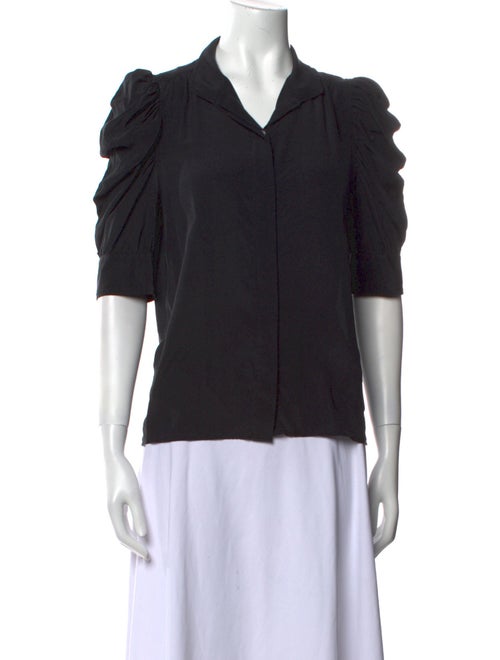 FRAME Silk V-Neck Button-Up Top