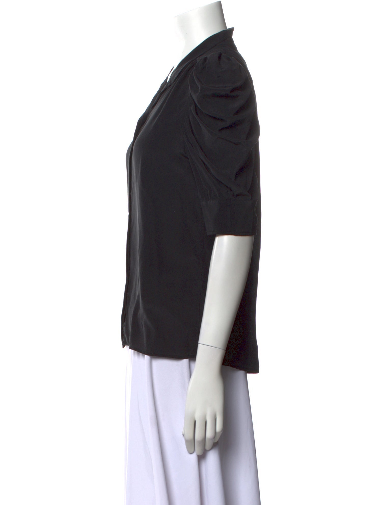 FRAME Silk V-Neck Button-Up Top