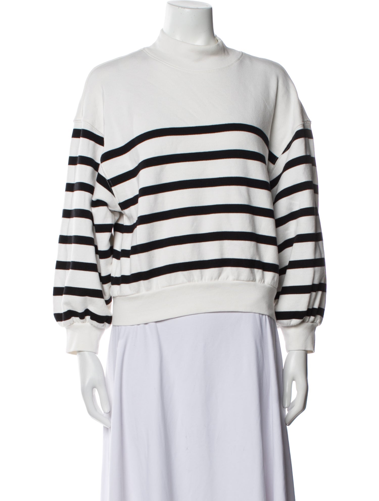 FRAME Striped Mock Neck Sweatshirt