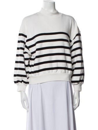 FRAME Striped Mock Neck Sweatshirt