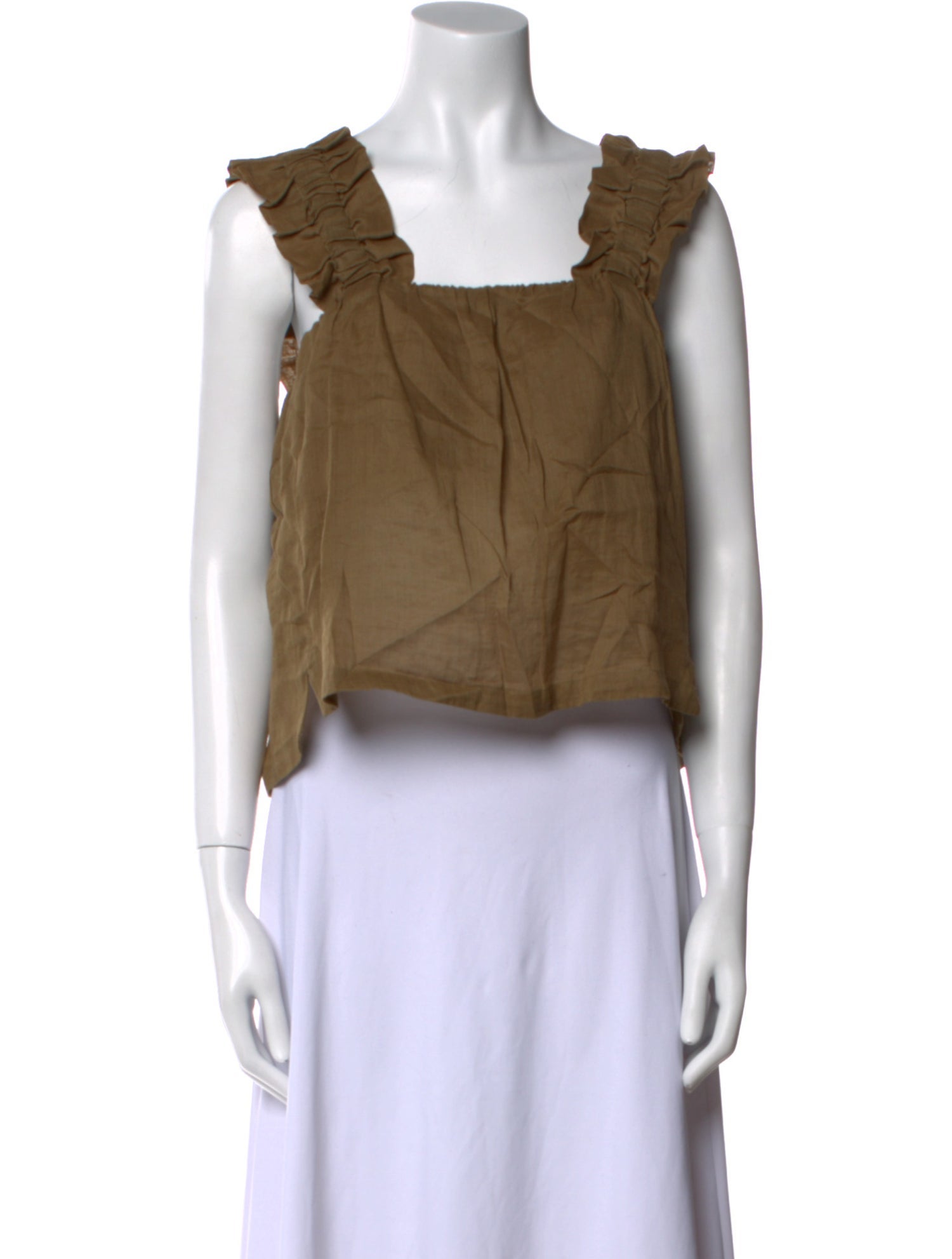 FRAME Square Neckline Sleeveless Crop Top