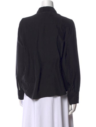 FRAME Silk Mock Neck Button-Up Top